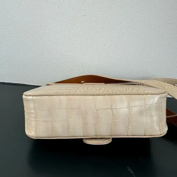 Most Wanted Crocodile Print Embossed Small Leather Saddlebag Mini Crossbody - Picture 5 of 10